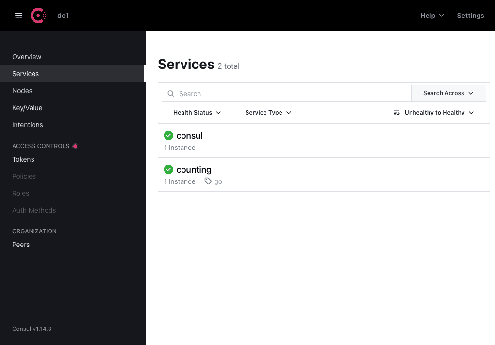 Consul UI with Registered Service